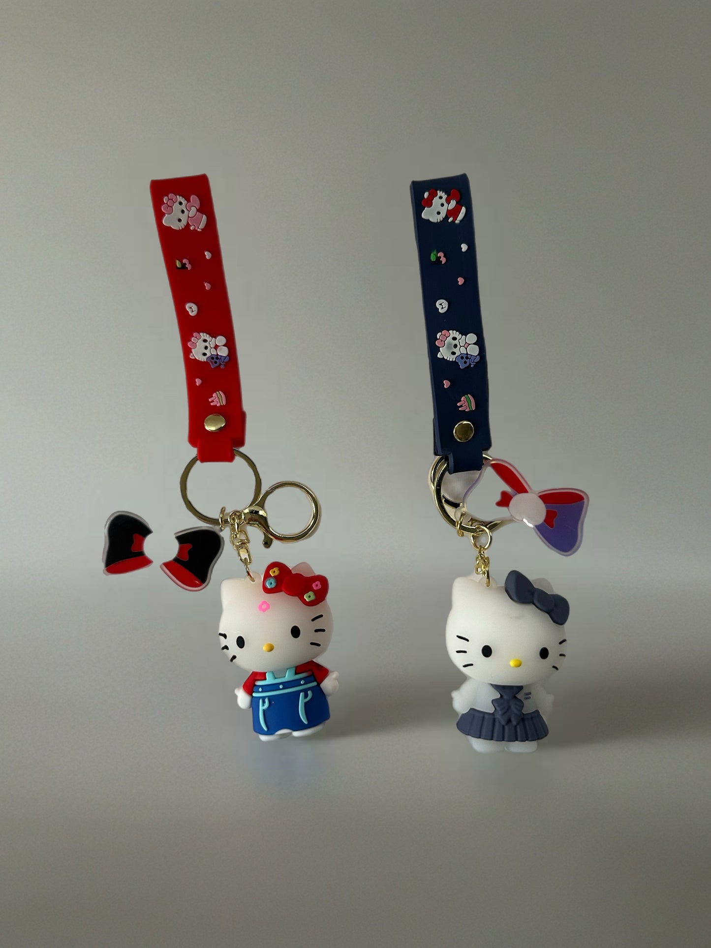 Hello Kitty Keychains - Blue Hair Clip with Character Design, Keyring Attachment, and Colorful Accessories