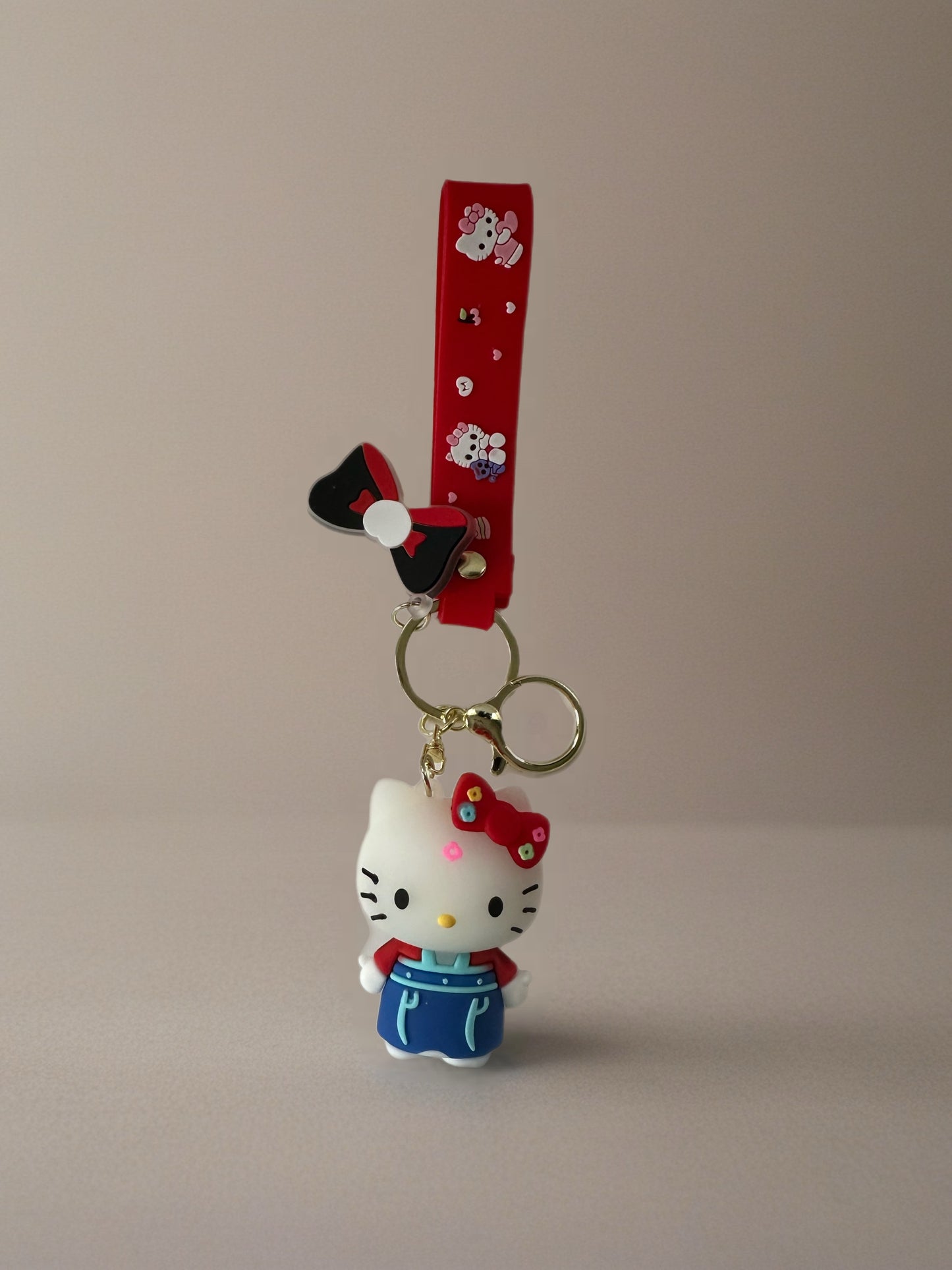 Hello Kitty Keychains - Blue Hair Clip with Character Design, Keyring Attachment, and Colorful Accessories
