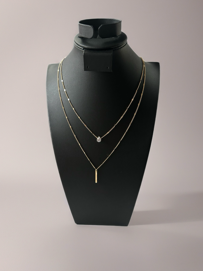 Gold Plated Multi Layer Vintage Necklace with Water Drop Pendant